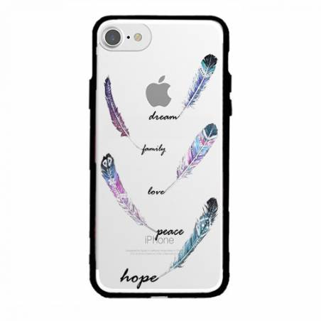 Coque transparente magnetique Apple Iphone 6 / 6s feminine plume couleur