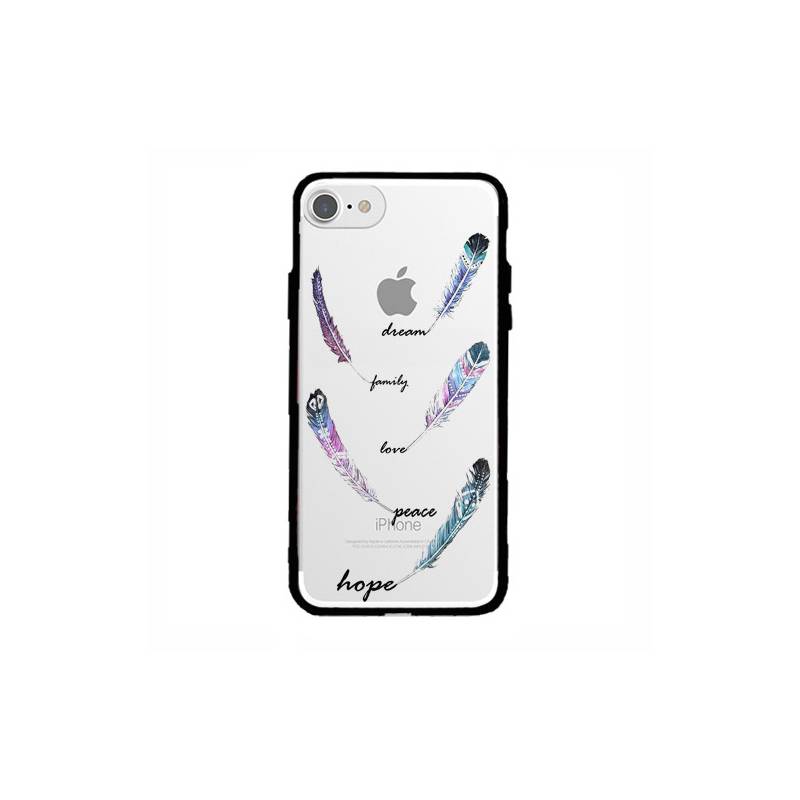Coque transparente magnetique Apple Iphone 6 / 6s feminine plume couleur