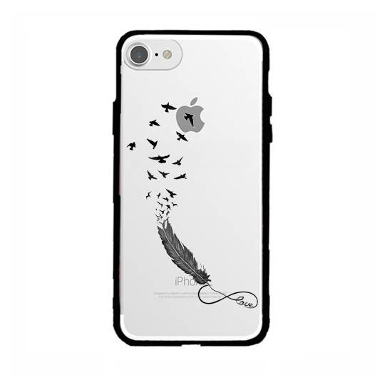 Coque transparente magnetique Apple Iphone 6 / 6s feminine plume infini