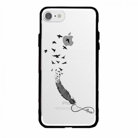 Coque transparente magnetique Apple Iphone 6 / 6s feminine plume infini