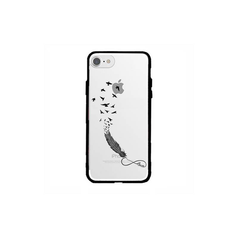 Coque transparente magnetique Apple Iphone 6 / 6s feminine plume infini