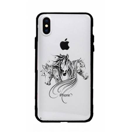 Coque transparente magnetique Apple Iphone X / XS chevaux