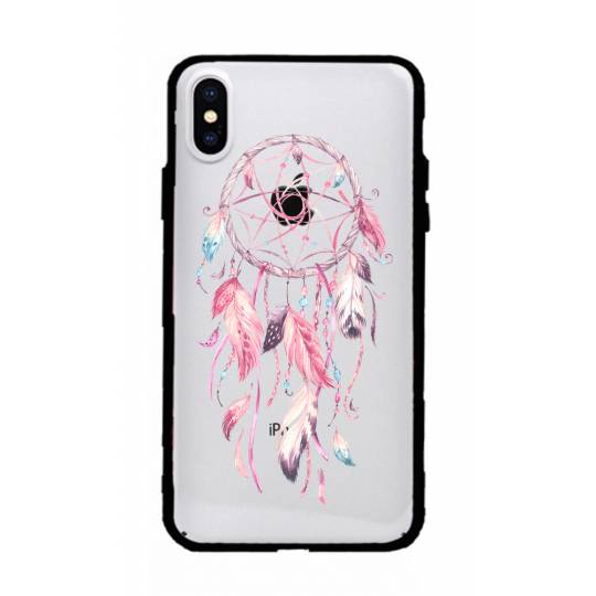 Coque transparente magnetique Apple Iphone X / XS feminine attrape reve rose