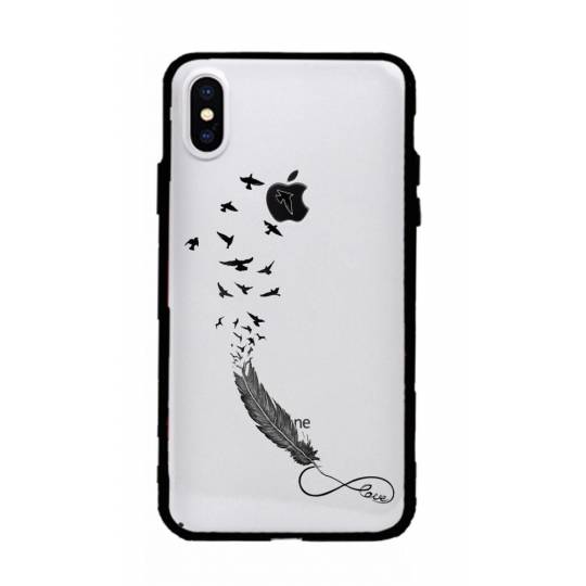 Coque transparente magnetique Apple Iphone X / XS feminine plume infini