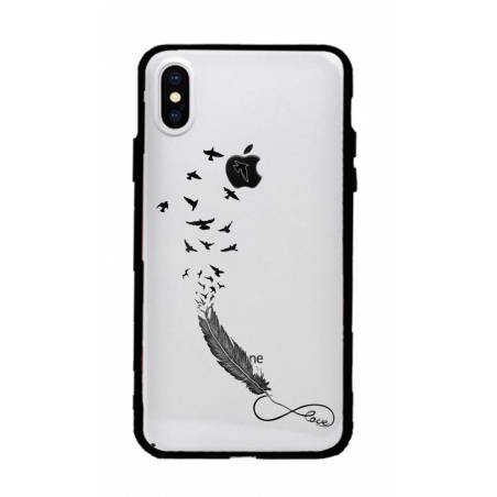 Coque transparente magnetique Apple Iphone X / XS feminine plume infini