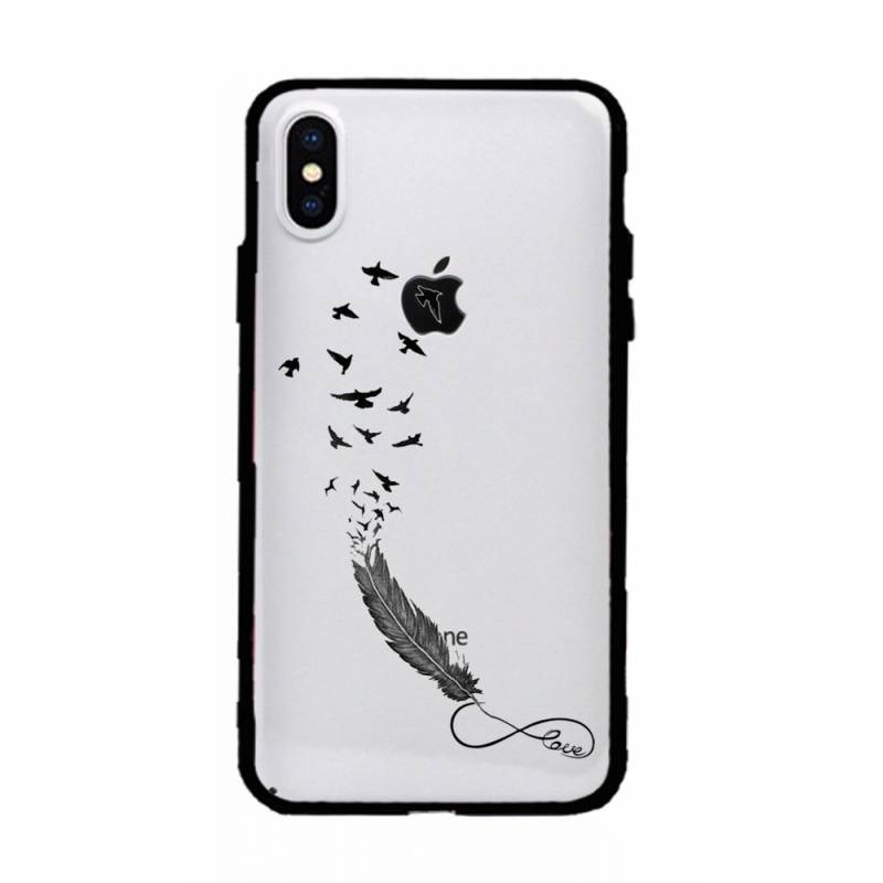 Coque transparente magnetique Apple Iphone X / XS feminine plume infini