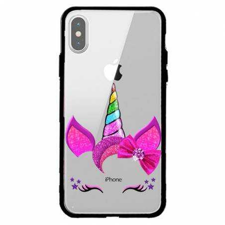 Coque transparente magnetique Apple Iphone X / XS Licorne paillette