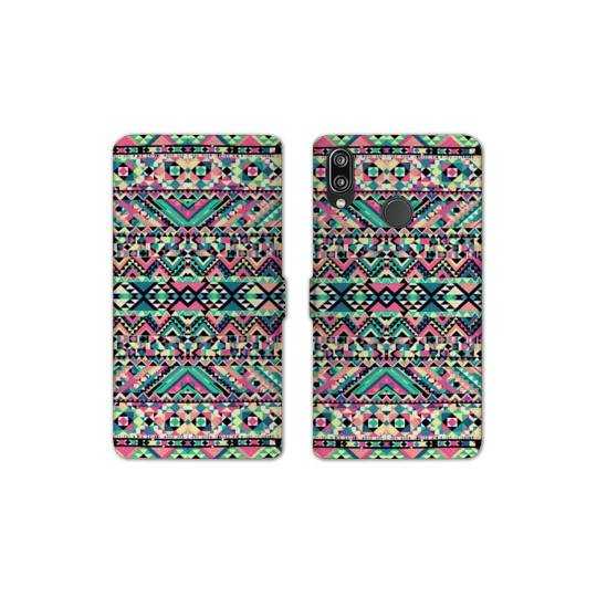 RV Housse cuir portefeuille Samsung Galaxy A40 motifs Aztec azteque