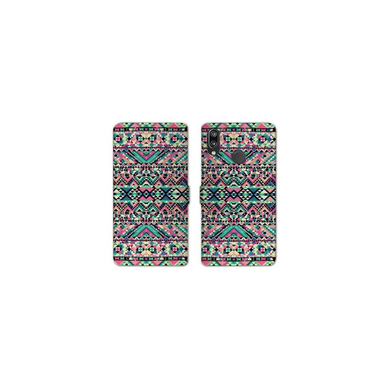 RV Housse cuir portefeuille Samsung Galaxy A40 motifs Aztec azteque