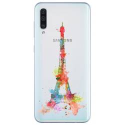 Coque transparente Samsung Galaxy A50 Tour eiffel colore