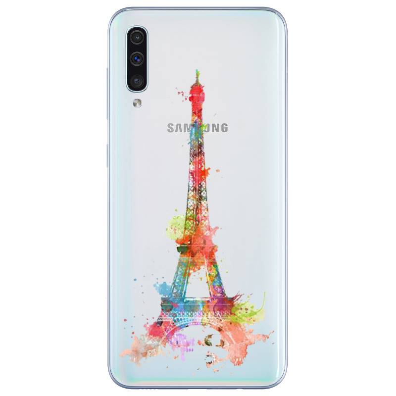Coque transparente Samsung Galaxy A50 Tour eiffel colore