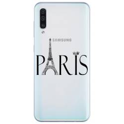 Coque transparente Samsung Galaxy A50 Paris noir