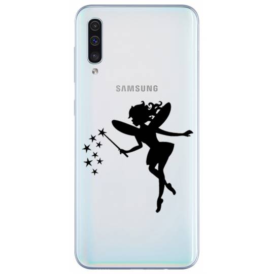 Coque transparente Samsung Galaxy A50 magique fee noir