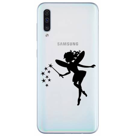 Coque transparente Samsung Galaxy A50 magique fee noir