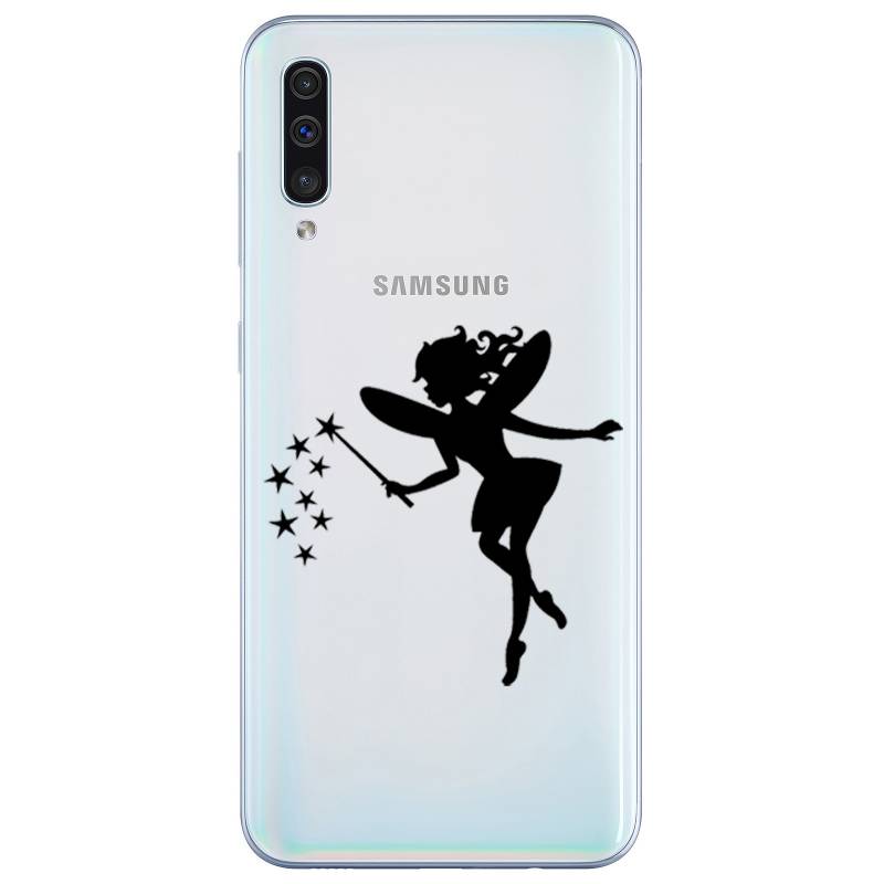 Coque transparente Samsung Galaxy A50 magique fee noir