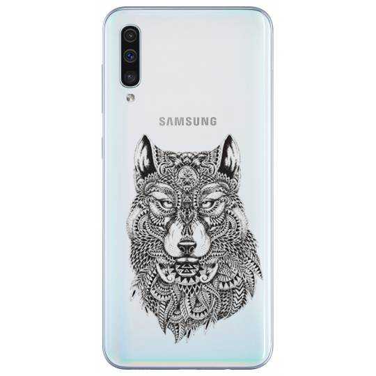 Coque transparente Samsung Galaxy A50 loup