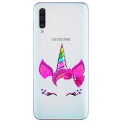Coque transparente Samsung Galaxy A50 Licorne paillette