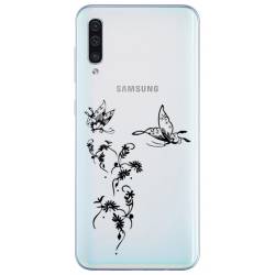 Coque transparente Samsung Galaxy A50 feminine envol fleur