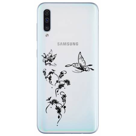 Coque transparente Samsung Galaxy A50 feminine envol fleur