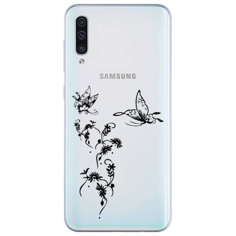 Coque transparente Samsung Galaxy A50 feminine envol fleur