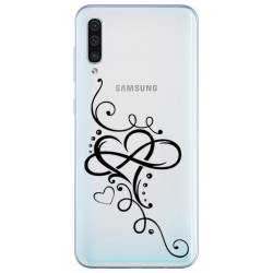 Coque transparente Samsung Galaxy A50 feminine cœur infini