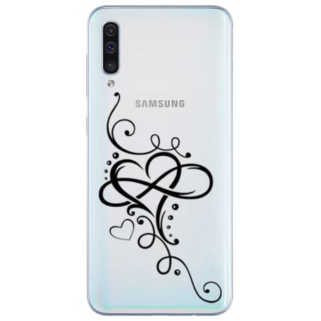 Coque transparente Samsung Galaxy A50 feminine cœur infini