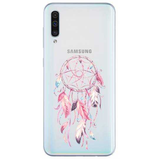 Coque transparente Samsung Galaxy A50 feminine attrape reve rose