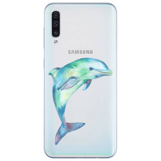 Coque transparente Samsung Galaxy A50 Dauphin Encre