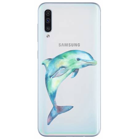 Coque transparente Samsung Galaxy A50 Dauphin Encre