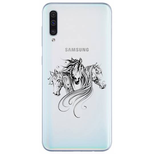 Coque transparente Samsung Galaxy A50 chevaux