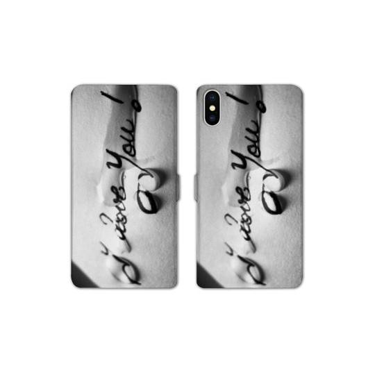 Housse cuir portefeuille Samsung Galaxy A10 I love you larme B