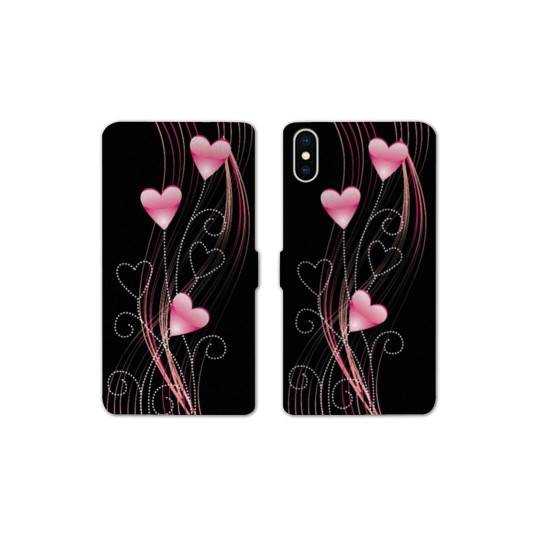 Housse cuir portefeuille Samsung Galaxy A10 Cœur rose Montant