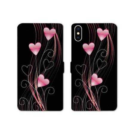 Housse cuir portefeuille Samsung Galaxy A10 Cœur rose Montant