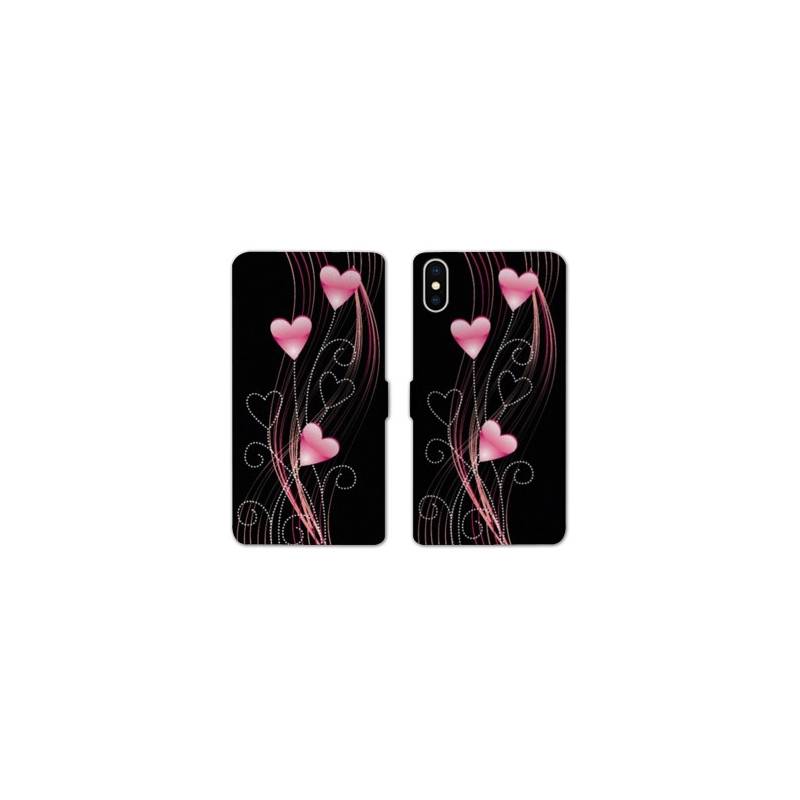 Housse cuir portefeuille Samsung Galaxy A10 Cœur rose Montant