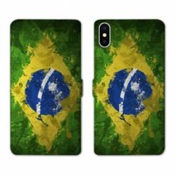 Housse cuir portefeuille Samsung Galaxy A10 Bresil texture