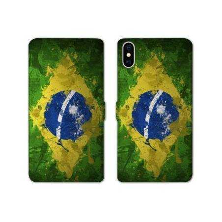 Housse cuir portefeuille Samsung Galaxy A10 Bresil texture