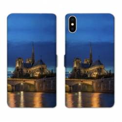 Housse cuir portefeuille Samsung Galaxy A10 France Notre Dame Paris night