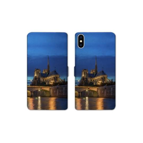 Housse cuir portefeuille Samsung Galaxy A10 France Notre Dame Paris night