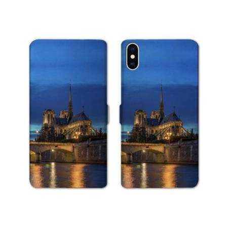 Housse cuir portefeuille Samsung Galaxy A10 France Notre Dame Paris night