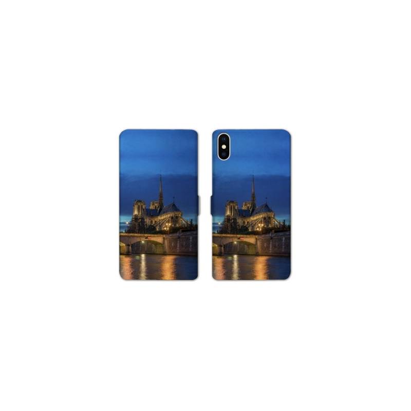Housse cuir portefeuille Samsung Galaxy A10 France Notre Dame Paris night