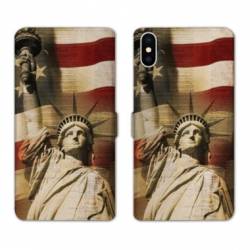 Housse cuir portefeuille Samsung Galaxy A10 Amerique USA Statue liberté