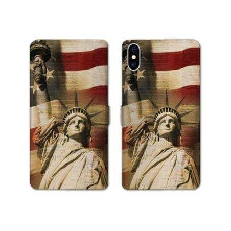 Housse cuir portefeuille Samsung Galaxy A10 Amerique USA Statue liberté