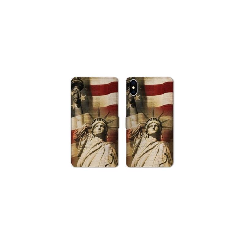 Housse cuir portefeuille Samsung Galaxy A10 Amerique USA Statue liberté