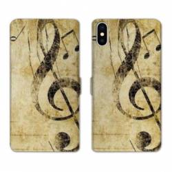 Housse cuir portefeuille Samsung Galaxy A10 Musique clé sol vintage