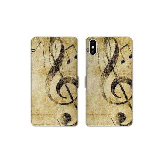 Housse cuir portefeuille Samsung Galaxy A10 Musique clé sol vintage