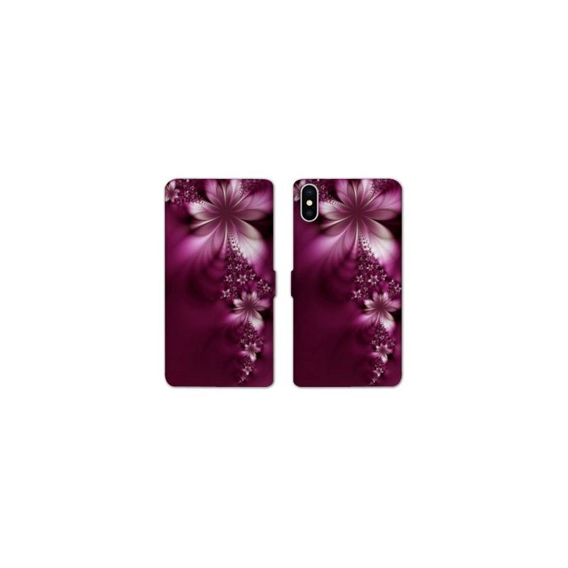 Housse cuir portefeuille Samsung Galaxy A10 fleur violette montante