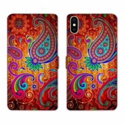 Housse cuir portefeuille Samsung Galaxy A10 fleur psychedelic