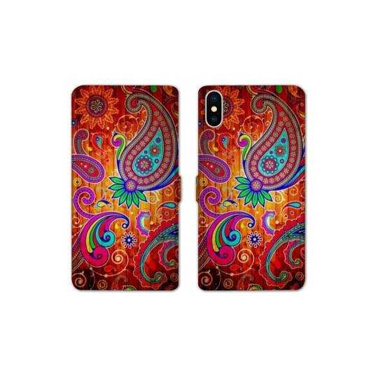 Housse cuir portefeuille Samsung Galaxy A10 fleur psychedelic