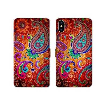 Housse cuir portefeuille Samsung Galaxy A10 fleur psychedelic