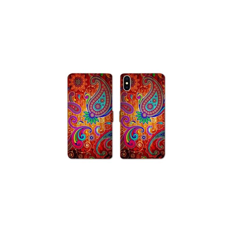 Housse cuir portefeuille Samsung Galaxy A10 fleur psychedelic